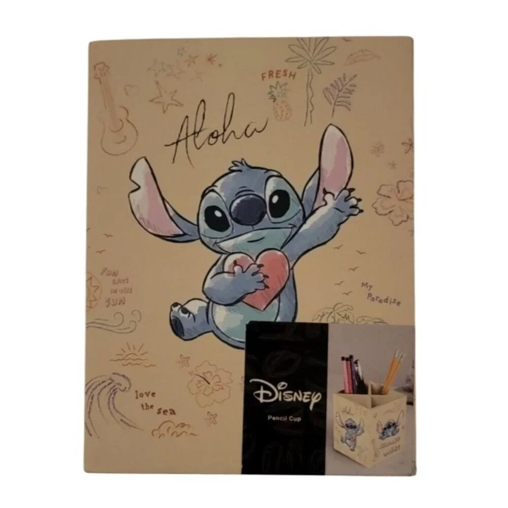 Disney Stitch Wooden Pencil Cup Organizer – “Chilled Vibes / Aloha” – MDF – NEW